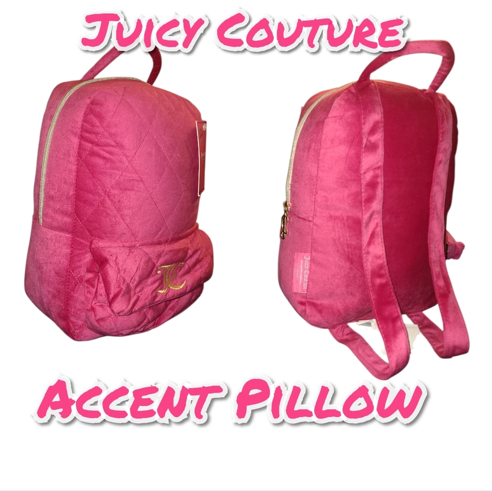 Juicy Couture Pink Quilted Backpack Accent Pillow